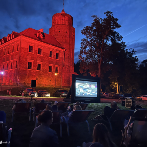 Letnie kino plenerowe w dniu 4.08. 2023 r. teren przy zamku w Uniejowie.